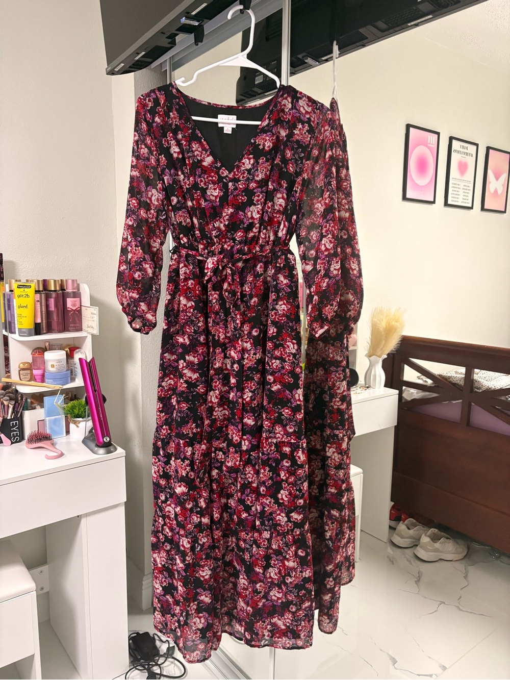 Isabel Maternity by Ingrid & Isabel Black Maxi Dress with Pink Floral Print